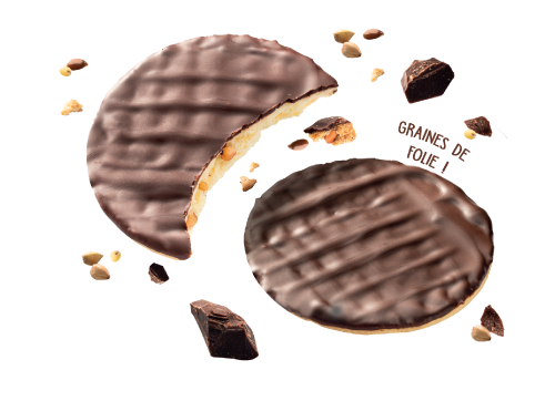Seeded biscuits covered with milk chocolate